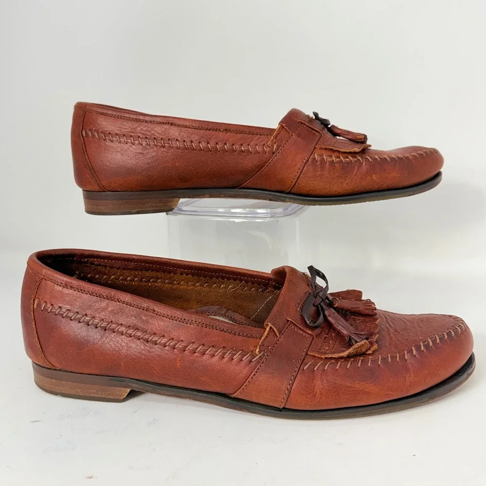 J. Murphy by Johnston & Murphy Mens 12 M Brown Leather Kiltie Tassel Loafer 1800